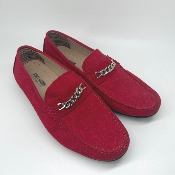 Stacy Adams Other - Stacy Adams Mens Red Floral Paisley Embossed Chain Loafers 25358-600 Size 9 M
